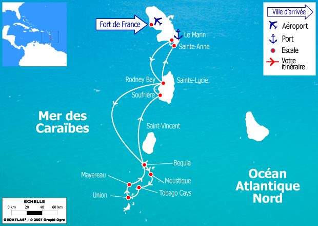 Bon plan Croisière Grenadines + séjours à Union et Ste Lucie  16J/14N, vols + transferts + catamaran + hôtel + repas
